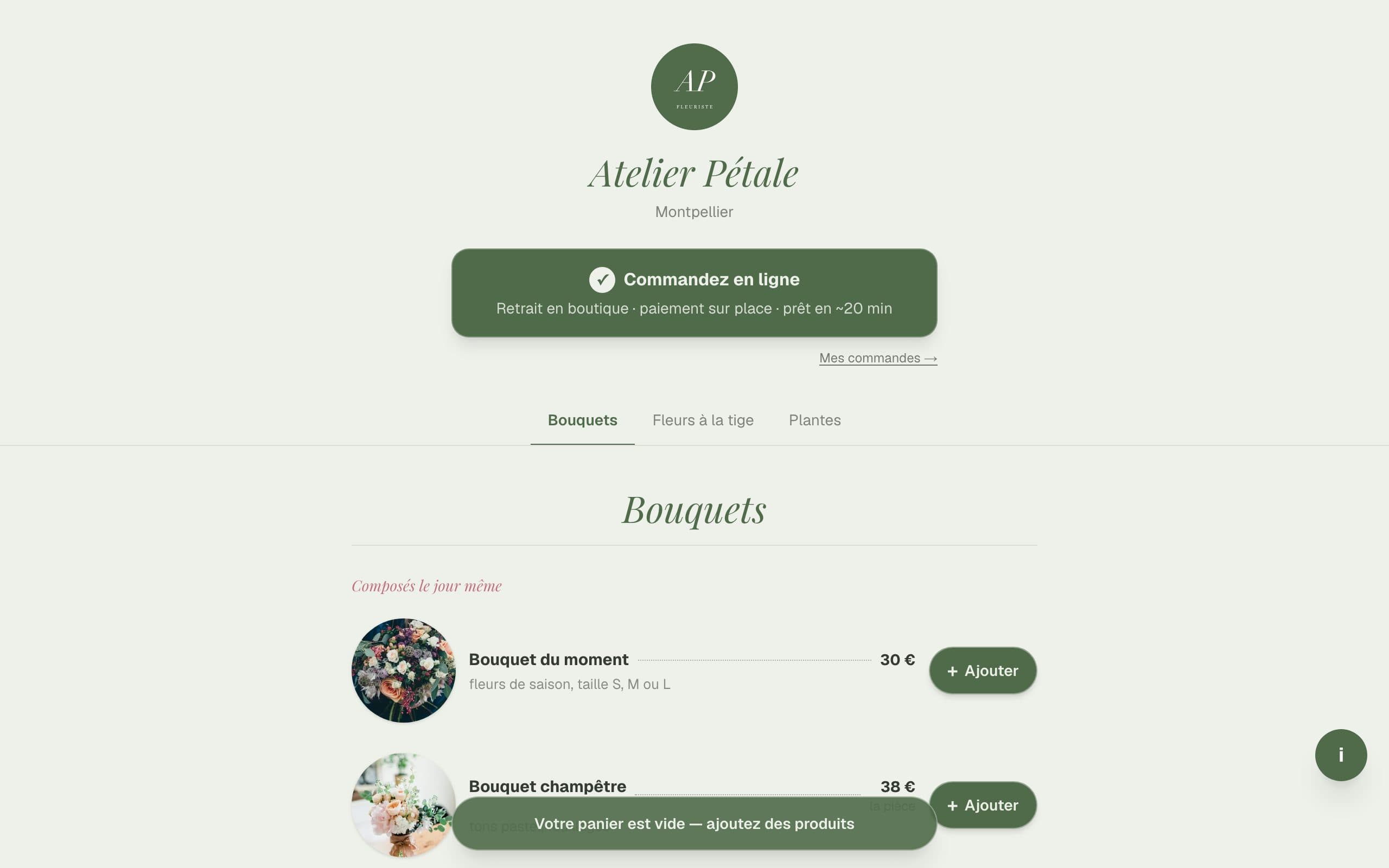 Exemple de site bonappli pour votre boutique de fleurs