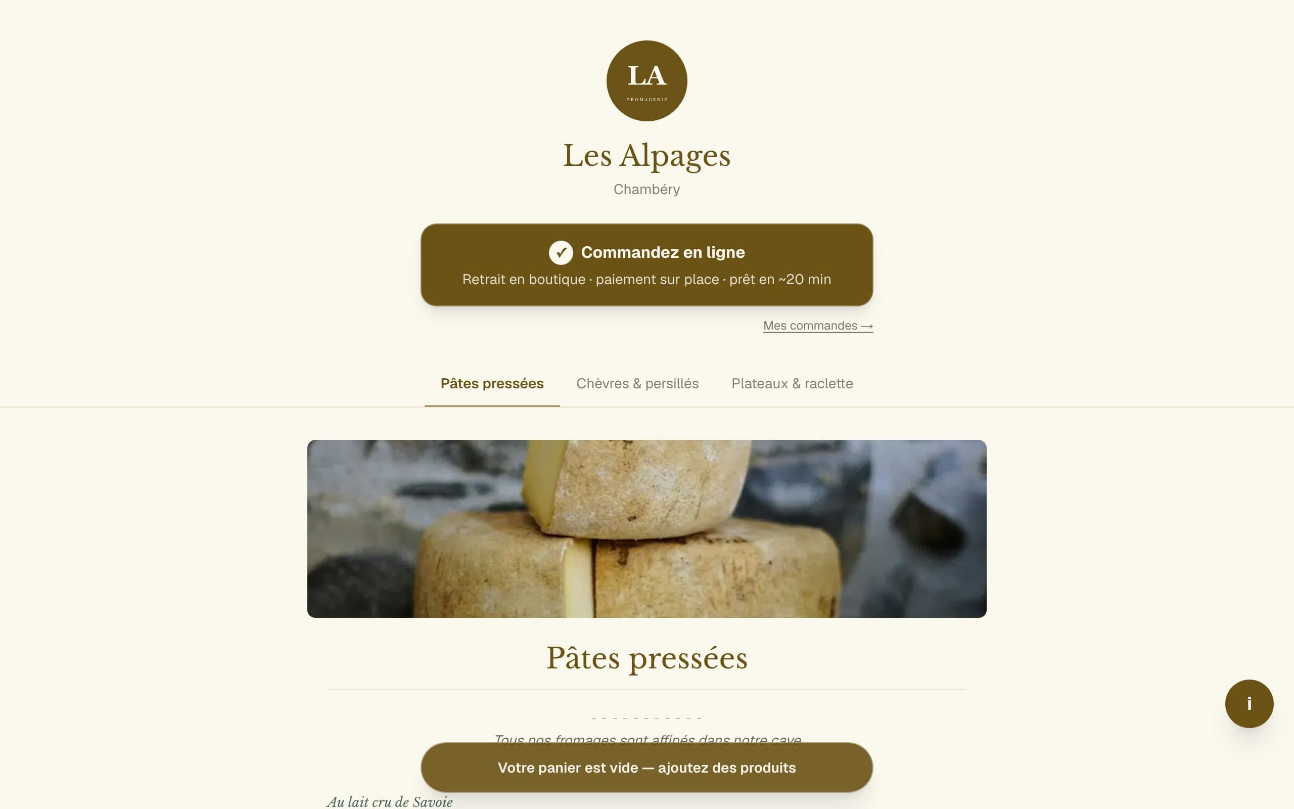 Exemple de site bonappli pour votre fromagerie