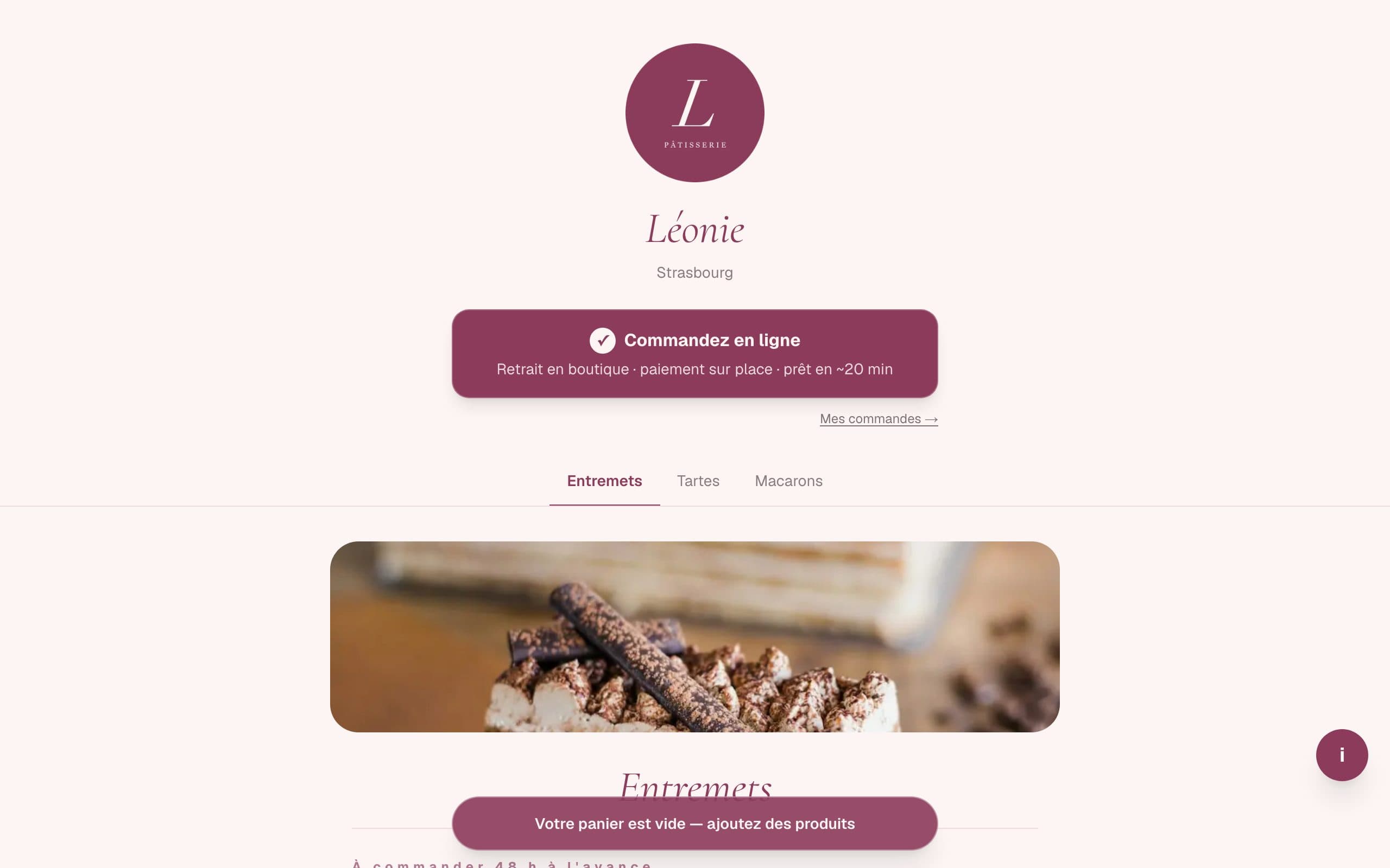 Exemple de site bonappli pour votre pâtisserie