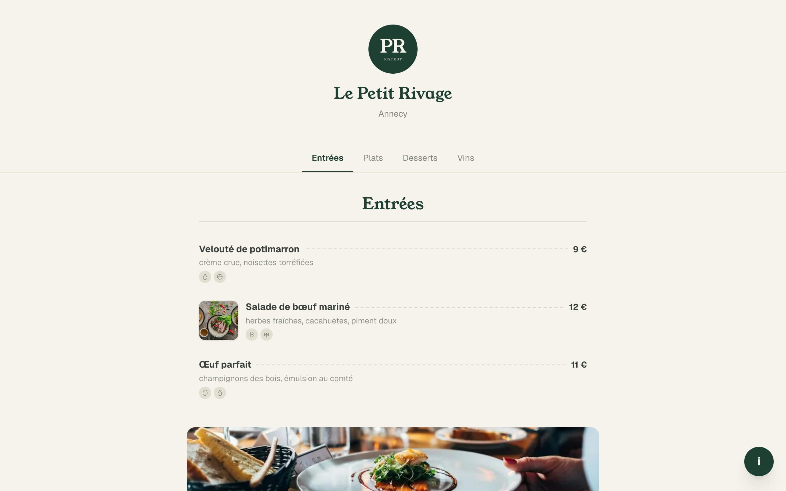 Exemple de site bonappli pour votre restaurant