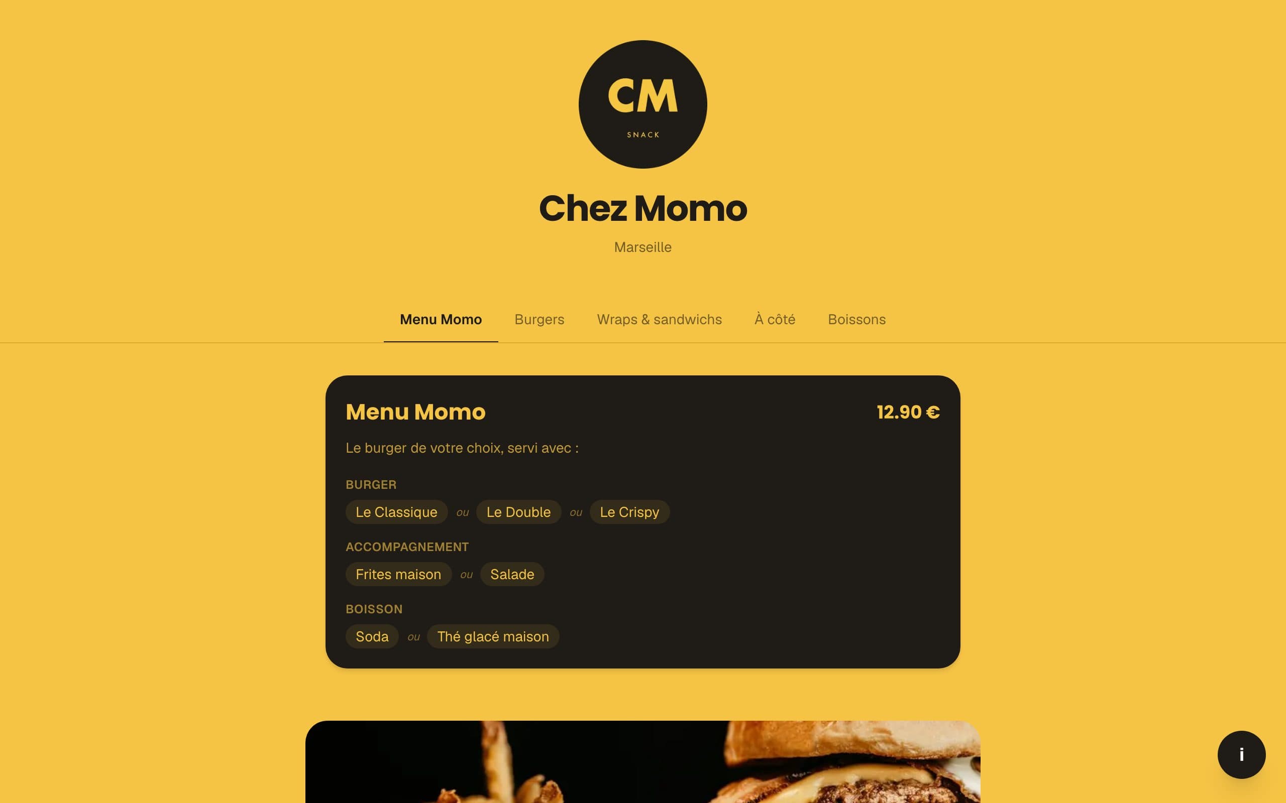 Exemple de site bonappli pour votre snack