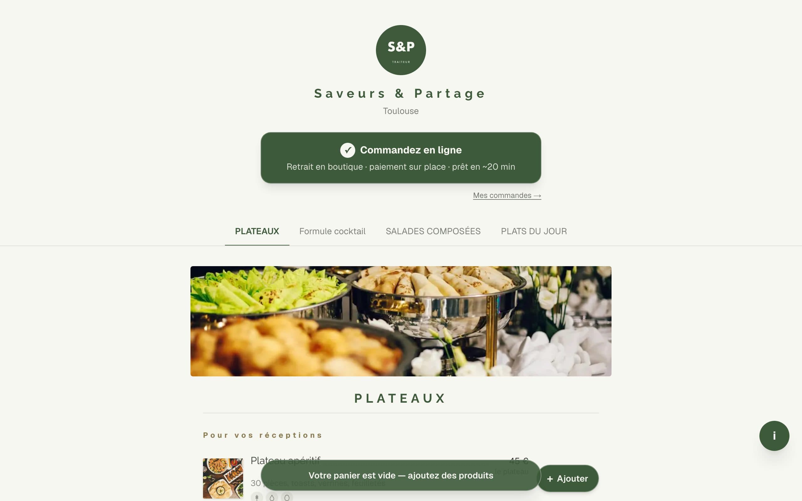 Exemple de site bonappli pour votre activité de traiteur